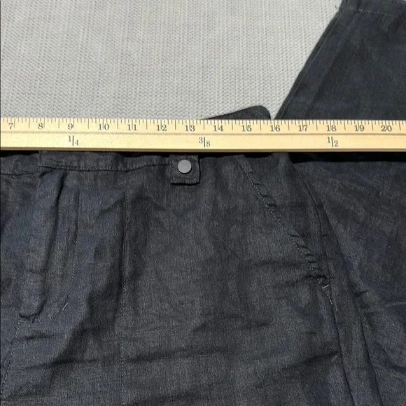 Nicole Miller 100% Linen Black Ankle Cropped Pants Casual Women’s Size Large - Picture 3 of 6